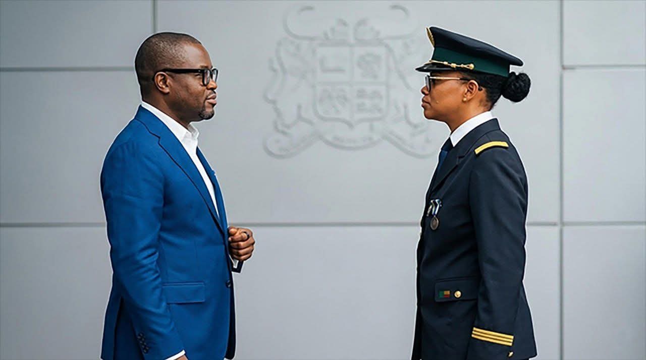 Capitaine Elvire Toupé avec le président Romuald Wadagni